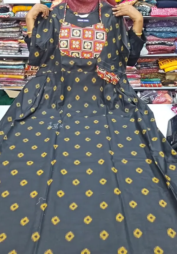 Premium Cotton Frock Style Nighty with Adjustable Rope & Side Pocket | NT3291